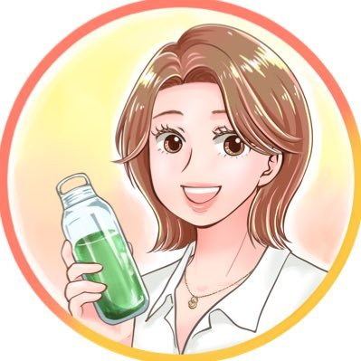青汁を手に微笑むさきの既存キャラクター